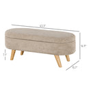 Storage Ottoman Bench, 43.3" Upholstered End of Bed Bench with Wood Legs, Modern Entryway Bench, Beige