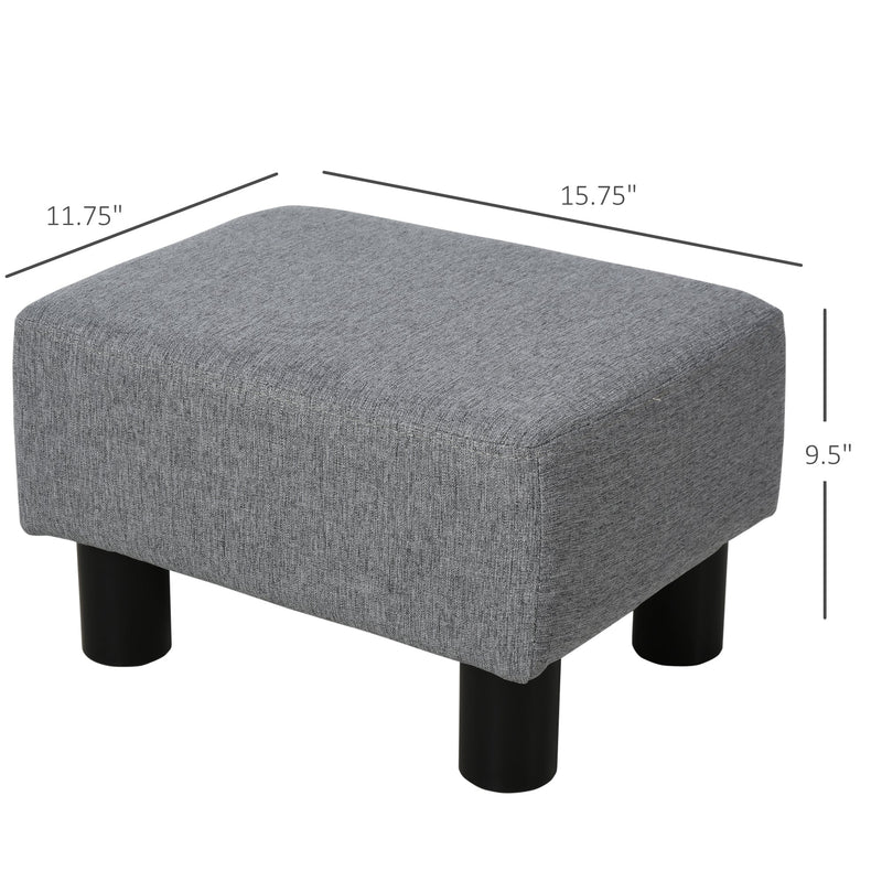 Ottoman Foot Rest, Small Foot Stool with Linen Fabric Upholstery and Plastic Legs, Cube Ottoman for Living Room, Gray