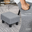 Ottoman Foot Rest, Small Foot Stool with Linen Fabric Upholstery and Plastic Legs, Cube Ottoman for Living Room, Gray