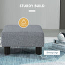 Ottoman Foot Rest, Small Foot Stool with Linen Fabric Upholstery and Plastic Legs, Cube Ottoman for Living Room, Gray