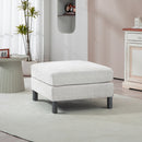 Ottoman Module for Modular Sectional Sofa, Upholstered Footrest with Wood Legs and Pocket Spring, Cream White