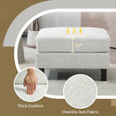 Ottoman Module for Modular Sectional Sofa, Upholstered Footrest with Wood Legs and Pocket Spring, Cream White