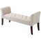 Upholstered Bedroom Bench with Button Tufted Design, End of Bed Bench with Arms and Solid Wood Legs, Beige