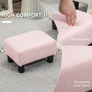 Small Ottoman Foot Rest, Foot Stool with Linen Fabric Upholstery and Plastic Legs, Cube Ottoman, Pink