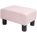 Small Ottoman Foot Rest, Foot Stool with Linen Fabric Upholstery and Plastic Legs, Cube Ottoman, Pink