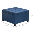 Round Storage Ottoman Bench, Button Tufted Ottoman with Flip Top for Living Room, Entryway and Bedroom, Blue