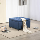 Round Storage Ottoman Bench, Button Tufted Ottoman with Flip Top for Living Room, Entryway and Bedroom, Blue