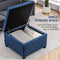 Round Storage Ottoman Bench, Button Tufted Ottoman with Flip Top for Living Room, Entryway and Bedroom, Blue