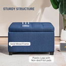 Round Storage Ottoman Bench, Button Tufted Ottoman with Flip Top for Living Room, Entryway and Bedroom, Blue