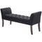 Upholstered Bedroom Entryway Bench with Button Tufted Design, End of Bed Bench with Arms and Solid Wood Legs, Black