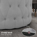 Round Ottoman Coffee Table with Velvet-feel Upholstery, Button Tufted Design and Padded Seat, Gray