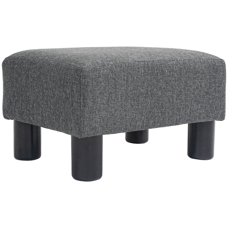 Small Ottoman Foot Rest, Foot Stool with Linen Fabric Upholstery and Plastic Legs, Cube Ottoman, Charcoal Gray