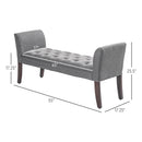 Upholstered Bedroom Entryway Bench with Button Tufted Design, End of Bed Bench with Arms and Solid Wood Legs, Dark Gray