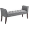 Upholstered Bedroom Entryway Bench with Button Tufted Design, End of Bed Bench with Arms and Solid Wood Legs, Dark Gray