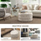 Round Ottoman Coffee Table with Velvet-feel Upholstery, Button Tufted Design and Padded Seat, Beige