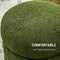 Round Ottoman, Upholstered Foot Stool with Steel Frame, Teddy Fleece Fabric for Living Room, Entryway, Green