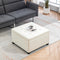 Round Storage Ottoman Bench, Button Tufted Ottoman with Flip Top for Living Room, Entryway and Bedroom, Beige