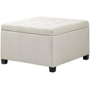 Round Storage Ottoman Bench, Button Tufted Ottoman with Flip Top for Living Room, Entryway and Bedroom, Beige