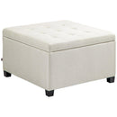 Round Storage Ottoman Bench, Button Tufted Ottoman with Flip Top for Living Room, Entryway and Bedroom, Beige