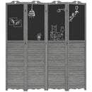 Wooden Room Divider with Blackboard, 4 Panel Folding Privacy Screen for Home Office, 5.5', Gray