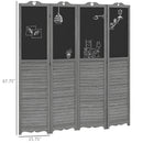 Wooden Room Divider with Blackboard, 4 Panel Folding Privacy Screen for Home Office, 5.5', Gray