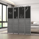 Wooden Room Divider with Blackboard, 4 Panel Folding Privacy Screen for Home Office, 5.5', Gray