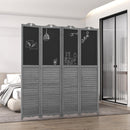 Wooden Room Divider with Blackboard, 4 Panel Folding Privacy Screen for Home Office, 5.5', Gray