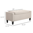 Storage Ottoman, Linen Upholstered Storage Bench with Lift Top and Button Tufted for Living Room, Beige