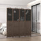 Wooden Room Divider with Blackboard, 4 Panel Folding Privacy Screen for Home Office, 5.5', Walnut Brown