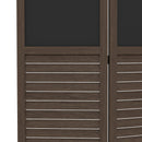 Wooden Room Divider with Blackboard, 4 Panel Folding Privacy Screen for Home Office, 5.5', Walnut Brown