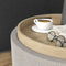 Round Storage Ottoman Coffee Table with Flip Top Tray, Linen Fabric Upholstered Footstool with Hidden Compartment