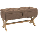 Upholstered Bedroom Bench End of Bed Ottoman with Wood Legs 35.75"W x 16.25"D x 19.75"H Brown