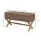 Upholstered Bedroom Bench End of Bed Ottoman with Wood Legs 35.75"W x 16.25"D x 19.75"H Brown