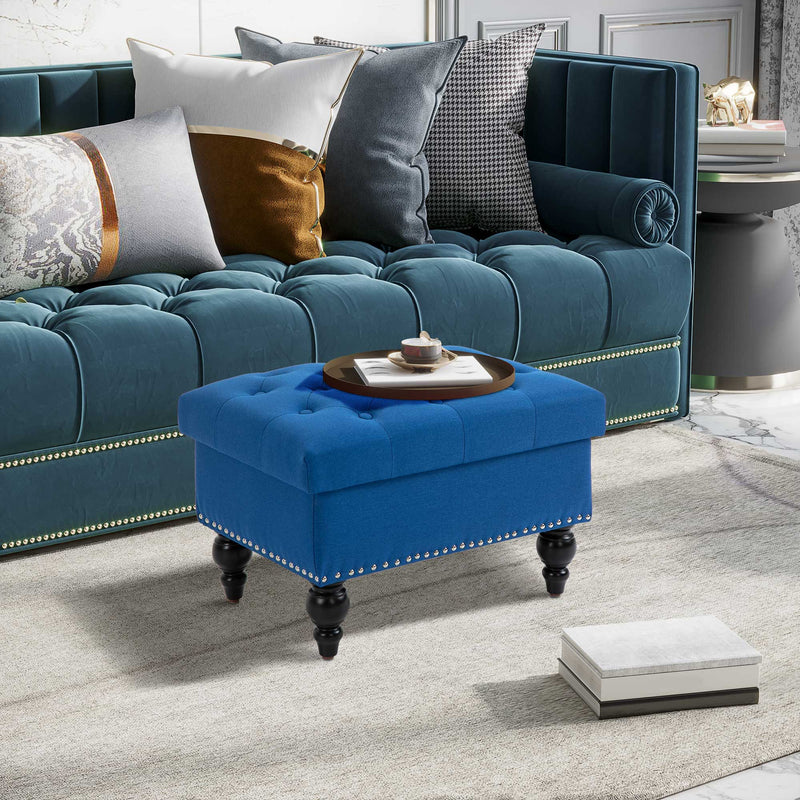 Ottoman with Storage for Living Room 25" Storage Ottoman with Removable Lid Blue