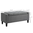 Storage Ottoman, Linen Upholstered Storage Bench with Lift Top and Button Tufted for Living Room, Gray