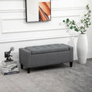 Storage Ottoman, Linen Upholstered Storage Bench with Lift Top and Button Tufted for Living Room, Gray