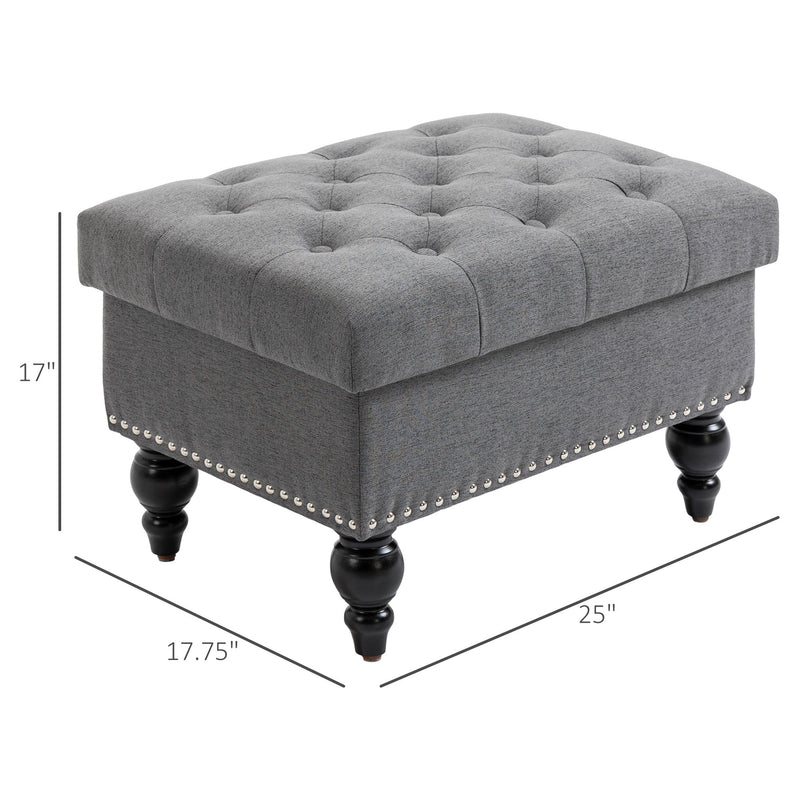 Ottoman with Storage for Living Room 25" Storage Ottoman with Removable Lid Gray