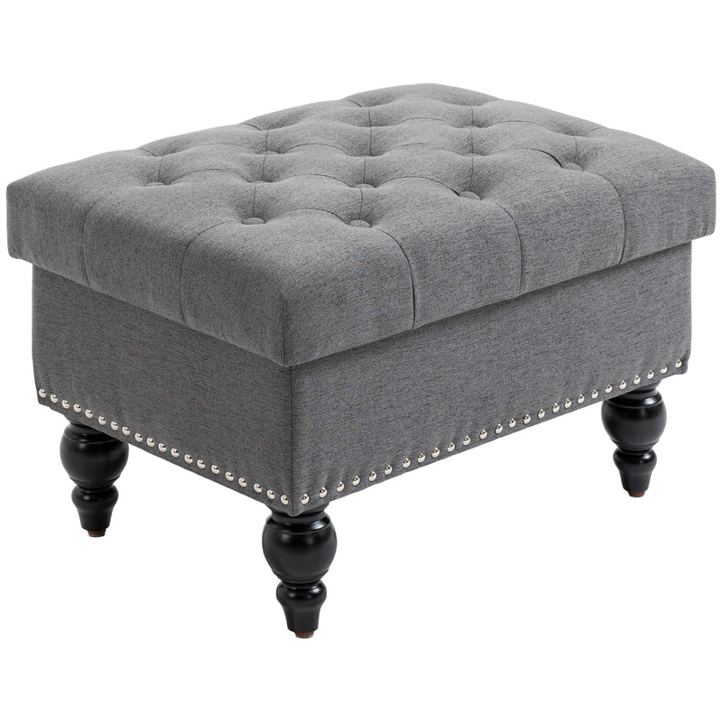 Ottoman with Storage for Living Room 25" Storage Ottoman with Removable Lid Gray