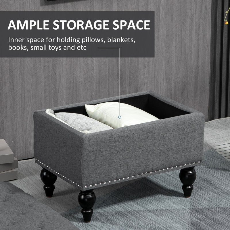 Ottoman with Storage for Living Room 25" Storage Ottoman with Removable Lid Gray