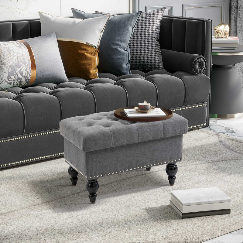 Ottoman with Storage for Living Room 25" Storage Ottoman with Removable Lid Gray