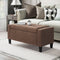 Storage Ottoman, Linen Upholstered Storage Bench with Lift Top and Button Tufted for Living Room, Dark Brown