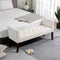 Upholstered Bedroom Bench with Button Tufted Design, End of Bed Bench with Arms and Solid Wood Legs, Cream White